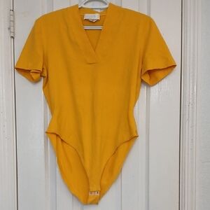 Escada Women's Golden Yellow V-Neck Bodysuit